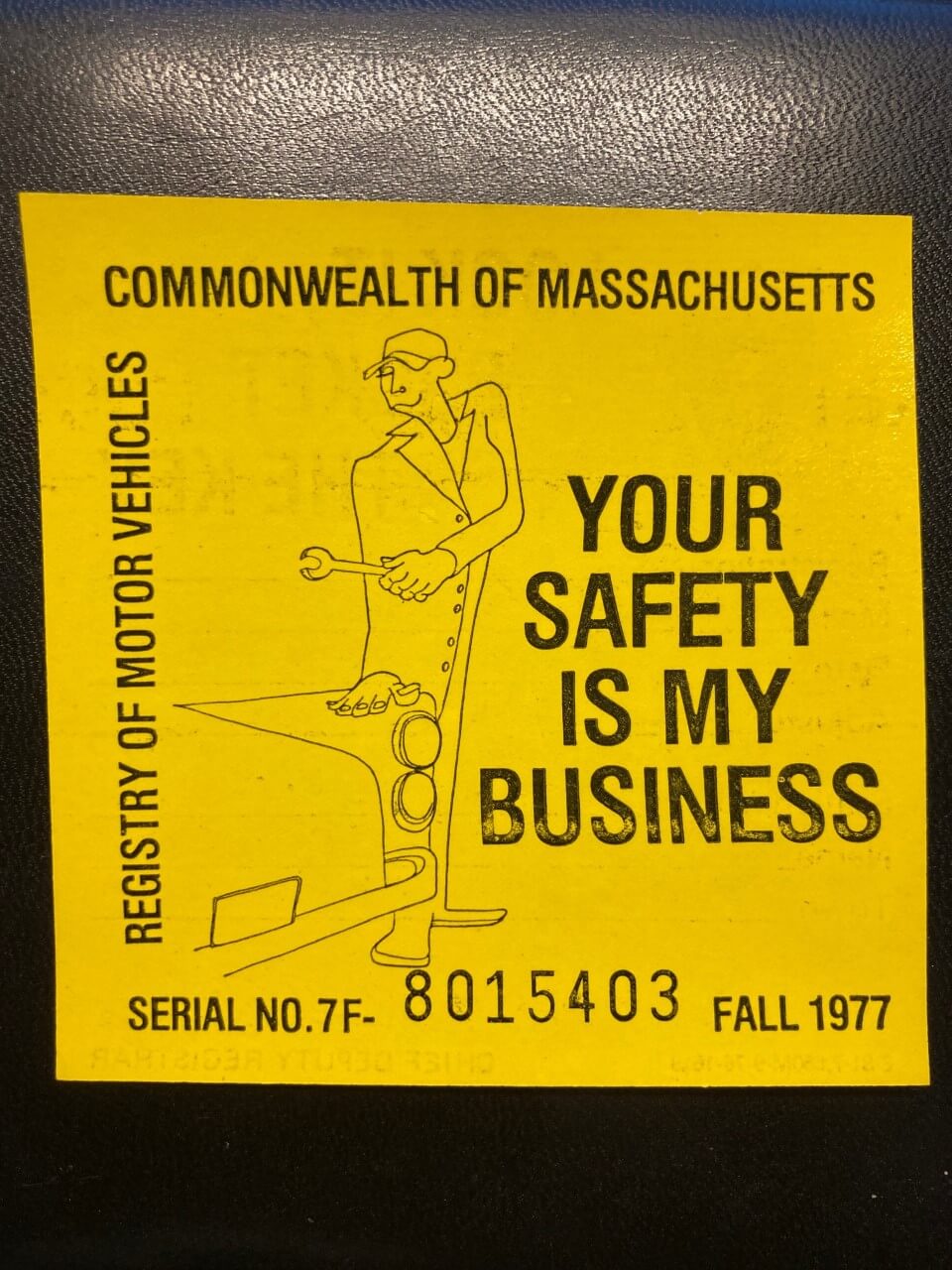 (image for) 1977 Massachusetts ORIGINAL Fall Inspection Sticker